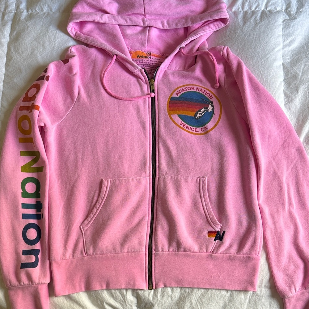 Aviator Nation Pink Zip Hoodie